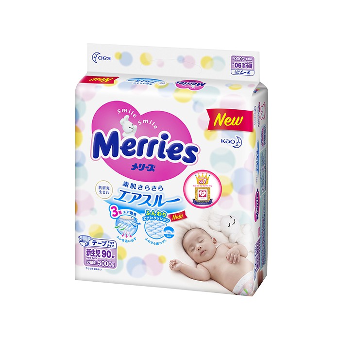 Tã - bỉm dán Merries Newborn 90 + 6 Nhật Bản (dưới 5kg)