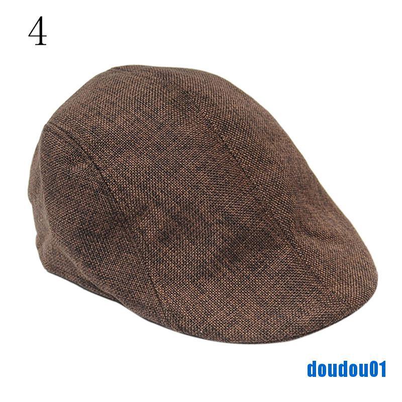 [dou] Mens Vintage Herringbone Flat Cap Peaked Racing Hat Beret Country Golf Newsboy [vn]