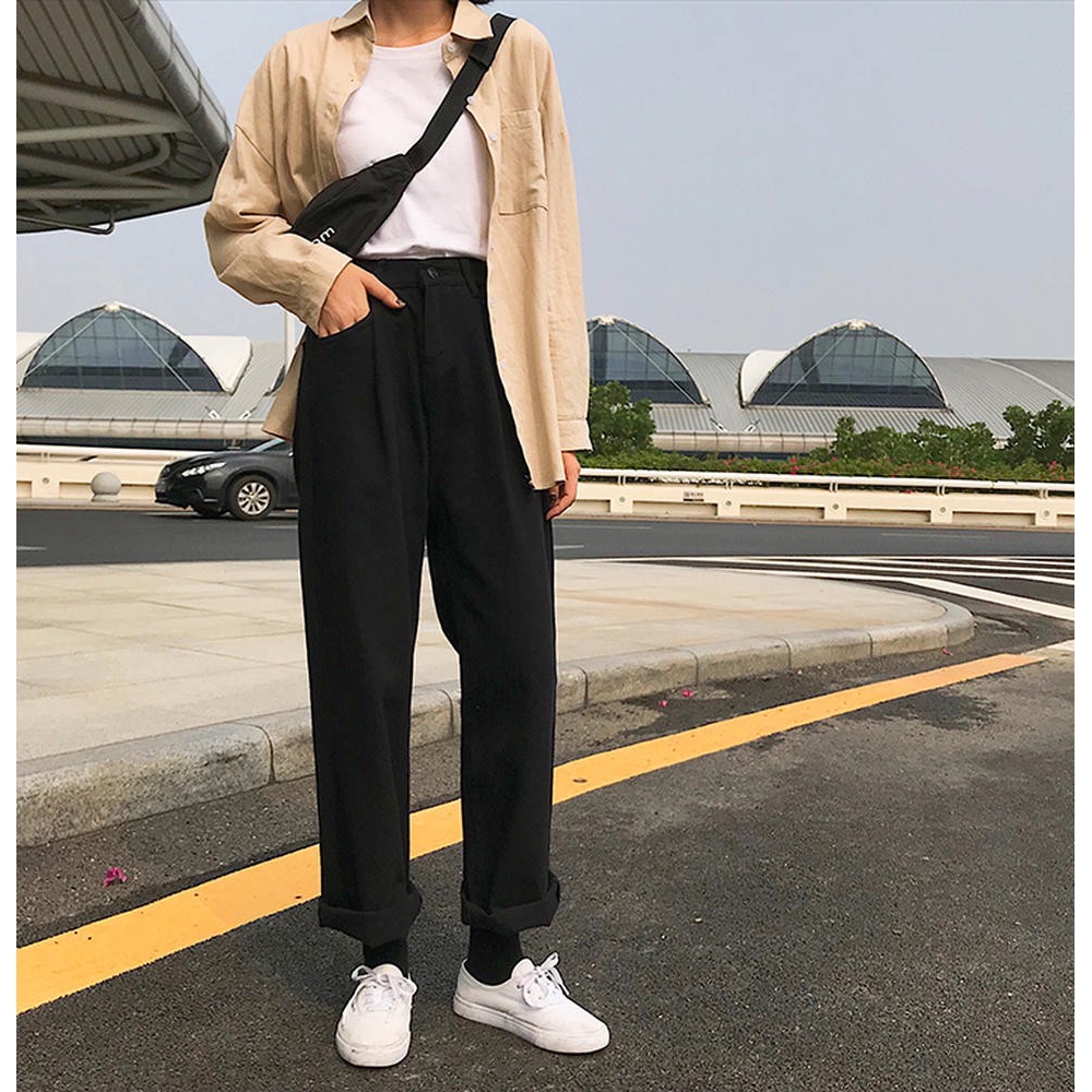 [25040] Quần Ống Rộng oversized Cạp Cao