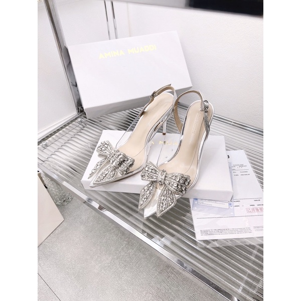 Giày cao gót và sandal mica nơ đá hàng cao cấp fullbox