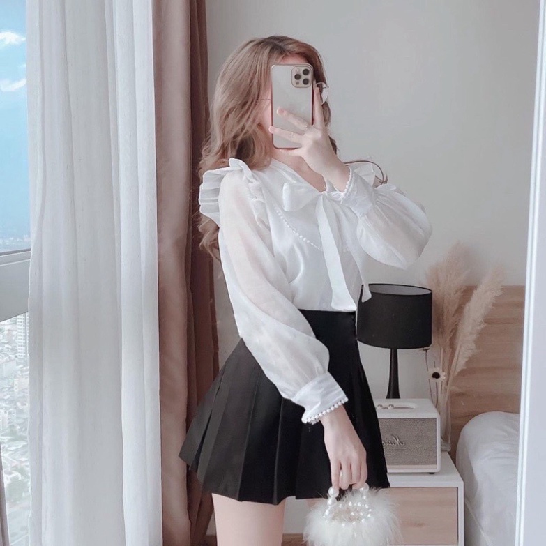 Áo sơ mi thiết kế cánh tiên mặc đi chơi, đi làm đều xinh_002 ulzzang babydoll bánh bèo nội y xanh