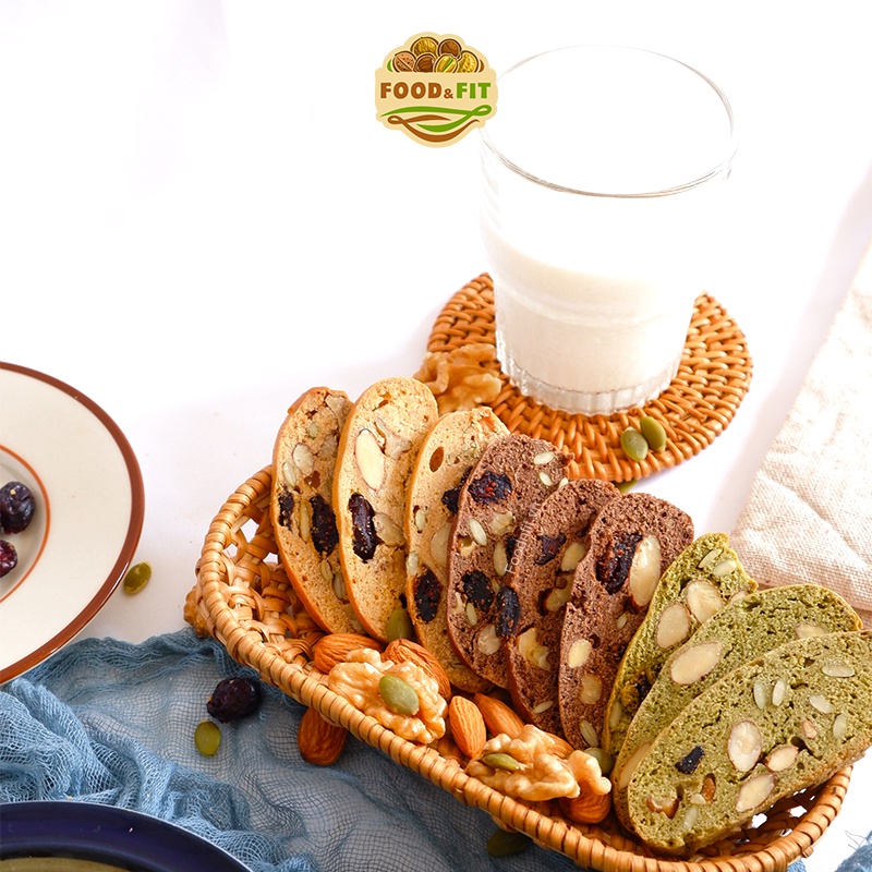 [Mã GROSALE1 giảm 8% đơn 500K] Biscotti ăn kiêng không đường mix 3 vị Food&amp;Fit