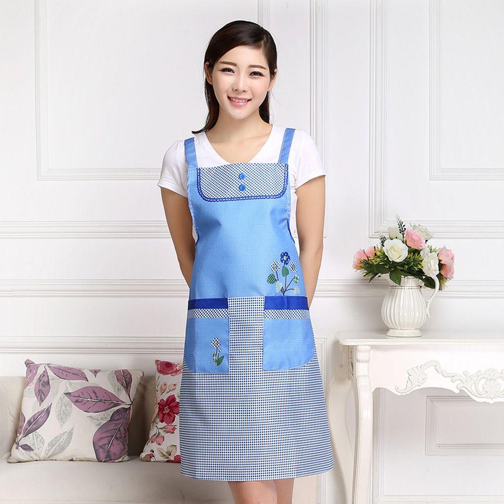 Tạp Dề Nấu Ăn Chống Thấm Nước / Dầu In Họa Tiết Hoa Xinh Xắn Tiện Dụng Cho Nhà Bếp