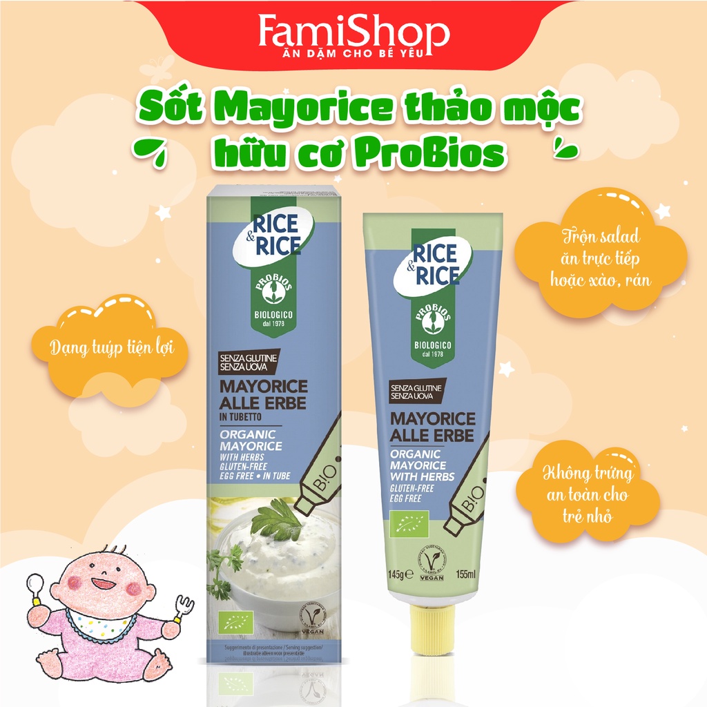 FamiShop Sốt Mayorice thảo mộc hữu cơ không trứng 145g ProBios