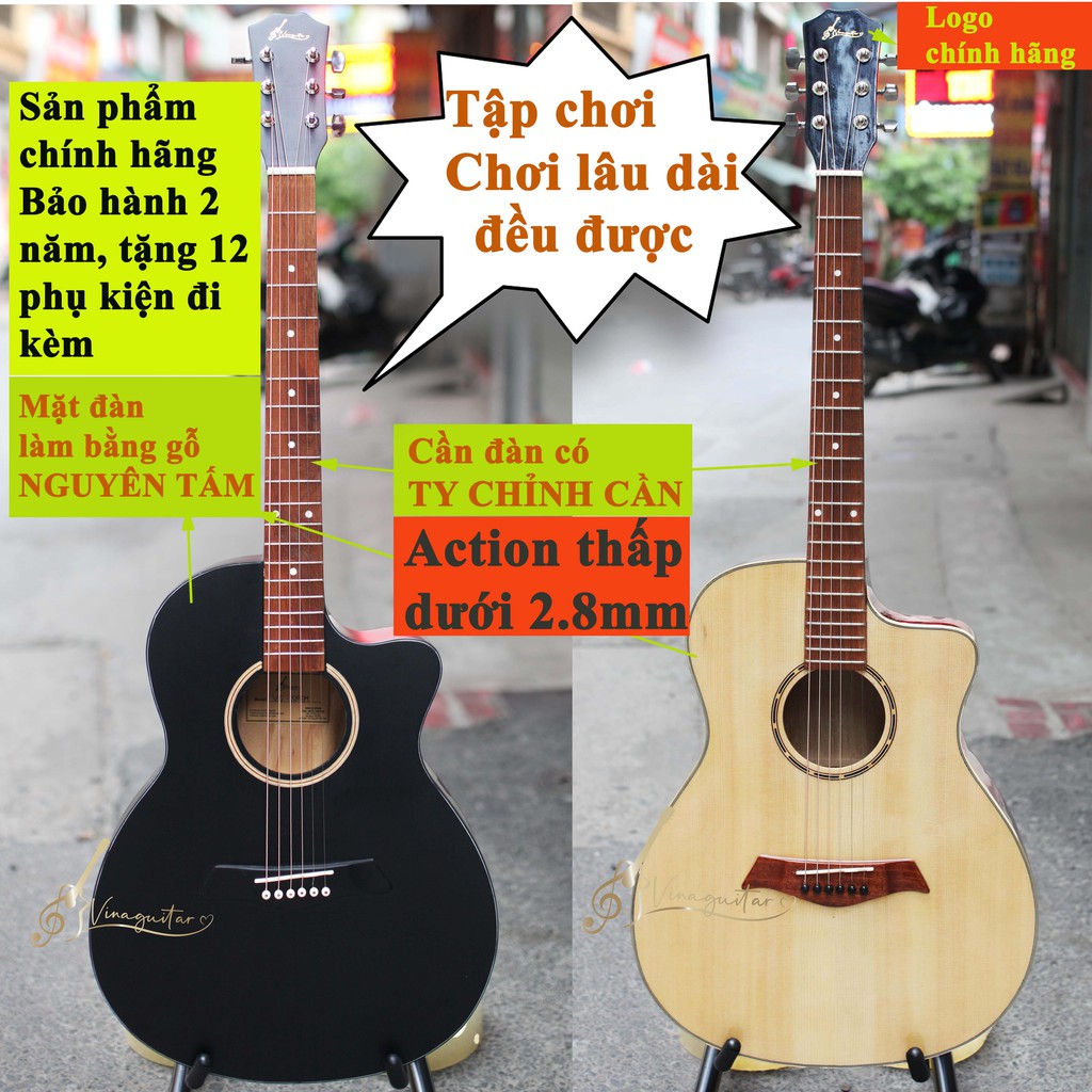 Đàn guitar acoustic VG-SPEM mặt gỗ thịt có ty chỉnh cần-  guitar acoustic giá rẻ chính hãng chơi lâu dài ok