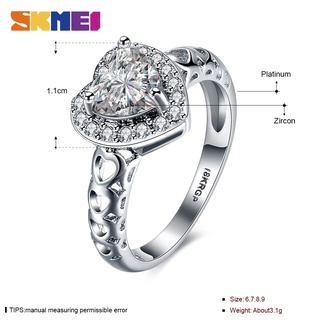 Nhẫn SKMEI mạ bạc mặt đá trái tim