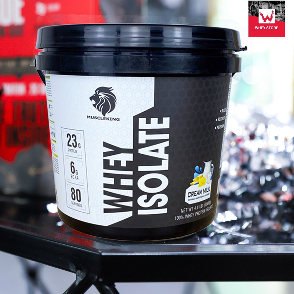 WHEY ISOLATE 2kg + Tặng Shaker - Sữa Tăng Cơ Muscle King (Chính Hãng 100% - Có Tem Check Chính Hãng))