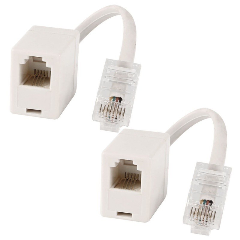 2 socket 8P4C / RJ45 male RJ11 6P4C to female M / F Adapter telephone