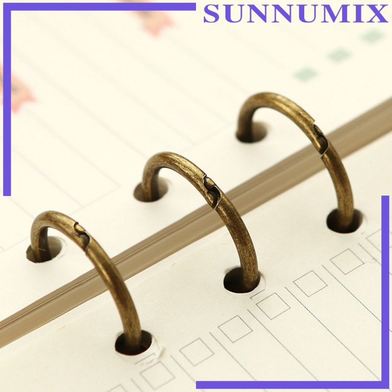 [SUNNIMIX]3Pcs A5 A6 Album Binder Spiral Ring Refillable Loose Leaf Rings Gold