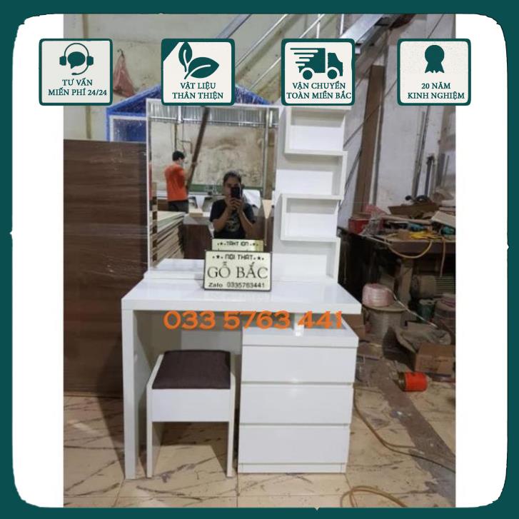 GIÁ GỐC - Bàn trang điểm bàn makeup bàn phấn gỗ MDF phủ melamin kích thước 80x40x130cm tặng kèm ghế