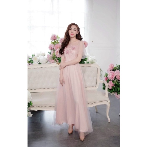 ĐẦM MAXI DỰ TIỆC HOA TAY LOE full size S/M/L/XL