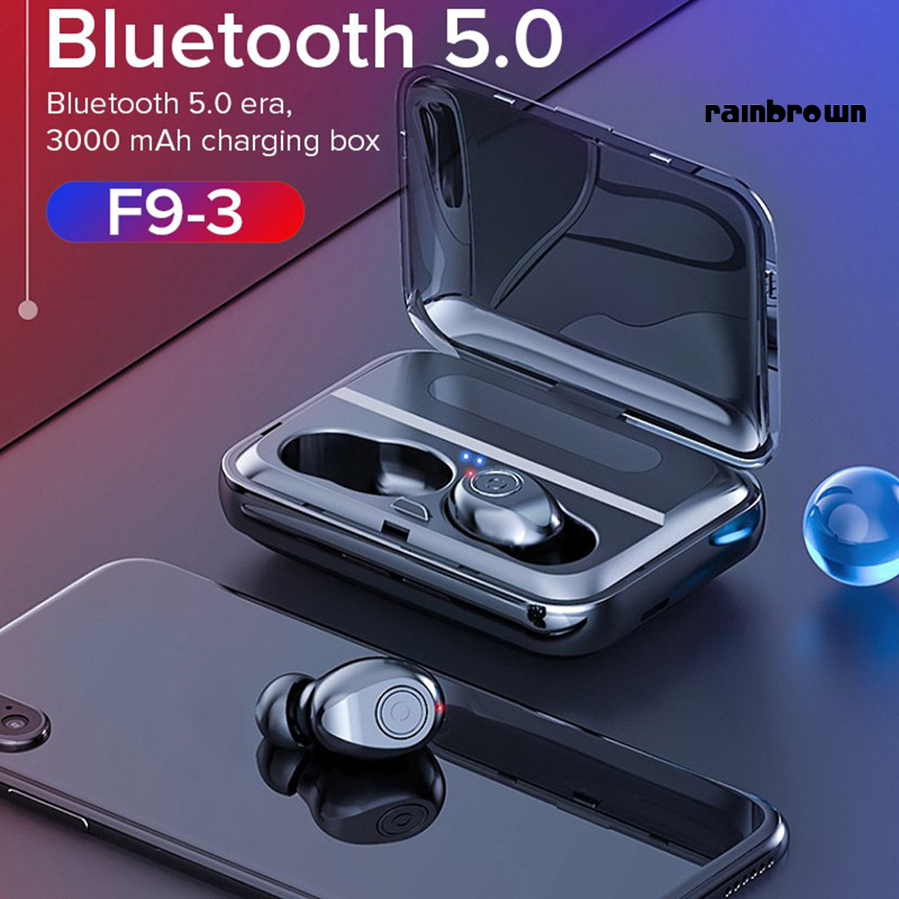 Bộ Tai Nghe Không Dây Bluetooth 5.0 Hifi Mini / Rej / F9 Kèm Hộp Sạc