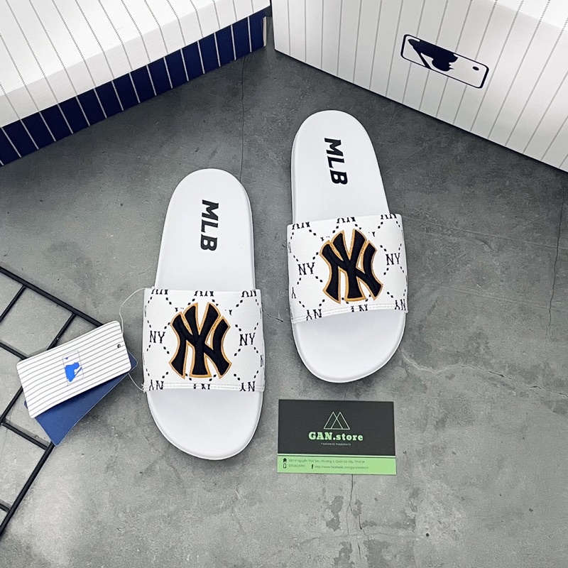 DÉP 𝗠𝗟𝗕 NỮ TRẮNG LOGO N.Y SANG CHẢNH - Chữ thêu Tinh Xảo Sang Trọng