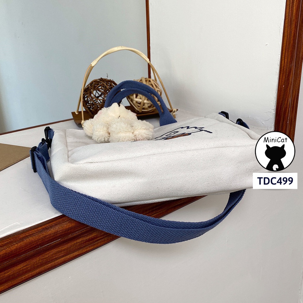 Túi đeo chéo, túi đeo vai vải canvas dễ thương MiniCat TDC499