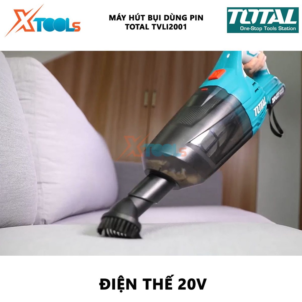 Máy hút bụi pin 20V TOTAL TVLI2001 | Máy hút bụi dùng pin Điện thế pin: 20V Khả năng chứa bụi: 0.7L, dùng để làm sạch bụ