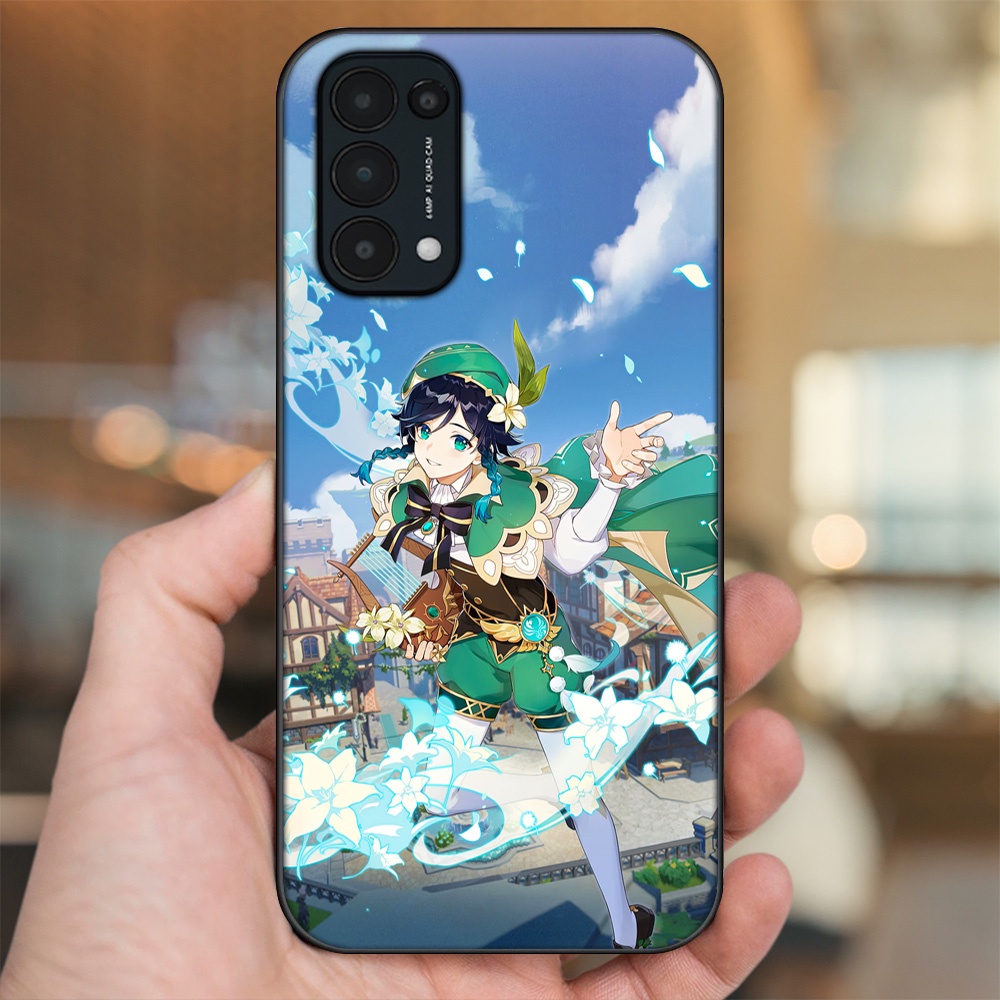 Ốp lưng Oppo Reno 5 viền đen in hình Venti Genshin Impact