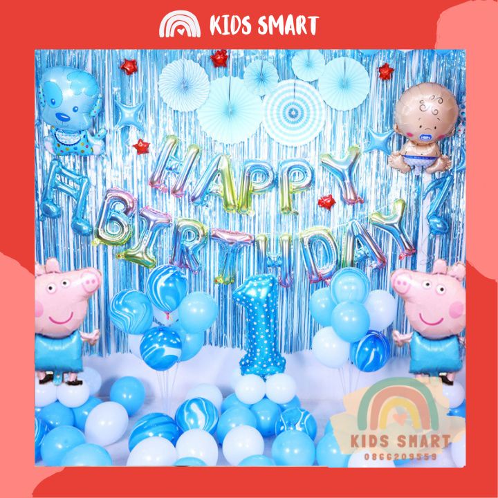 Set Trang Trí Sinh Nhật Cho Bé Trai Tuổi Heo💥FREESHIP💥ComBo Trang Trí Sinh Nhật, Bóng Bay Heo Nhiều Màu Đẹp