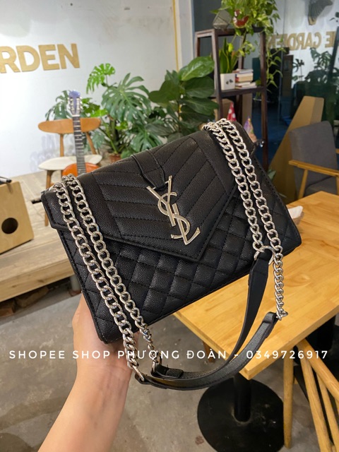 XaTúi nắp nhọn xích bạc đeo vai size 25 kèm hộp ảnh thật | BigBuy360 - bigbuy360.vn