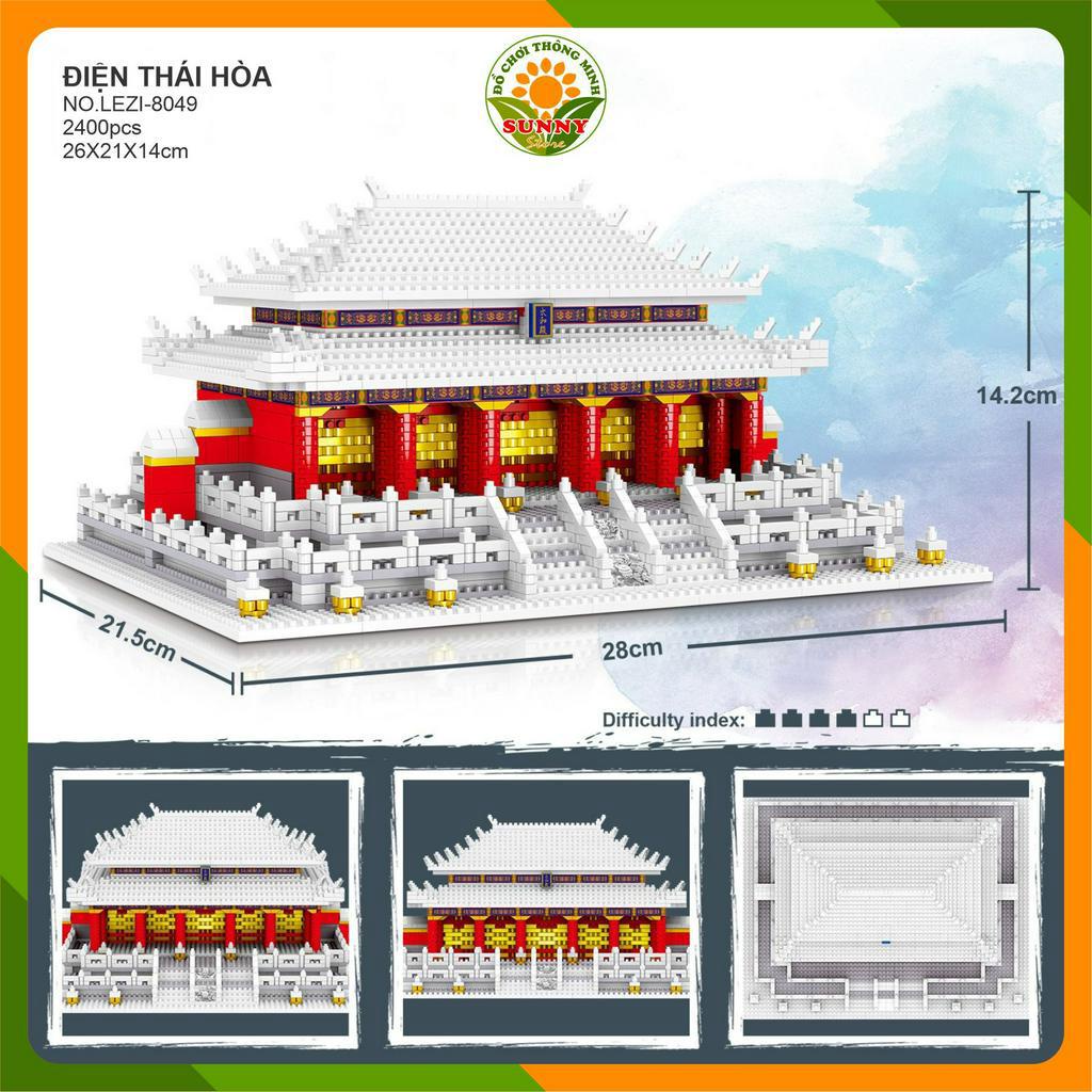 Mô hình lắp ghép 3D Công trình kiến trúc Điện Thái Hòa - Ngoại điện Tử Cấm Thành - Kích thước: 28x22x15cm - 2400pcs