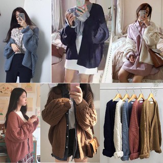 [RẺ VÔ ĐỊCH] Áo khoác len nữ cardigan vặn thừng thời trang Hàn Quốc (sẵn 5 màu hàng Quảng Châu rẻ đẹp)