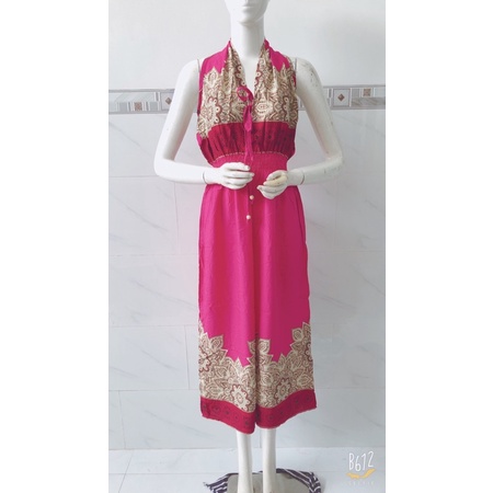 [size 2/55-65ky] Đầm maxi lanh lụa nữ thổ cẩm đầm đi biển 🌊