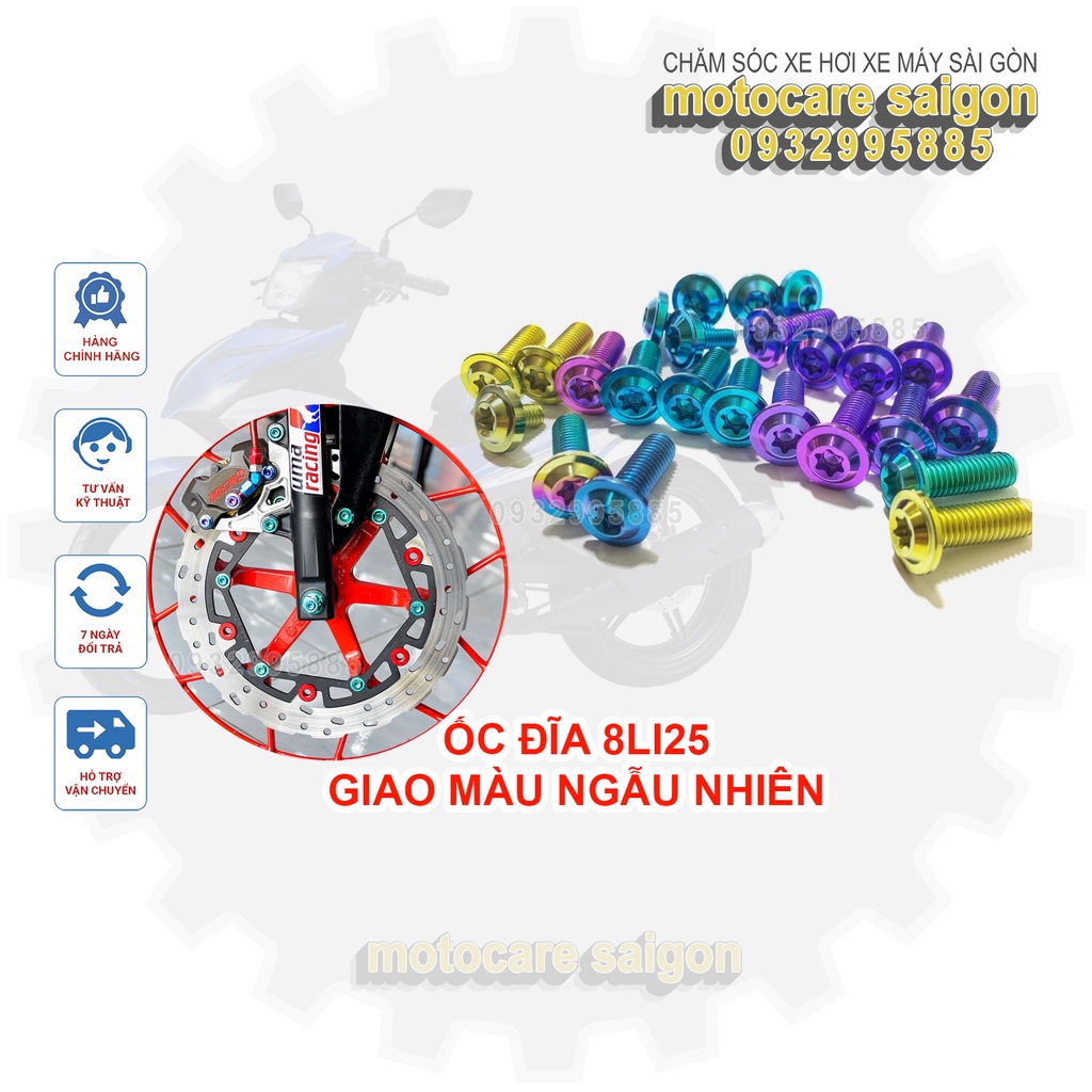 Ốc Đĩa 8li25 titan GR5 Trang trí  cho các loại xe