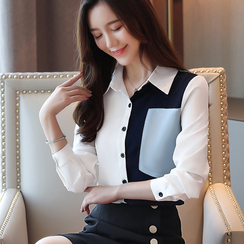 Áo sơ mi voan tay dài thời trang công sở phong cách Hàn Quốc dành cho nữ