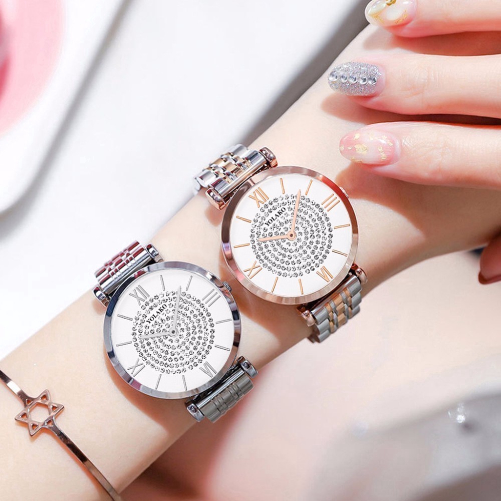 Luxury Full Diamond Watch Women Waterproof Stainless Steel Wristwatch