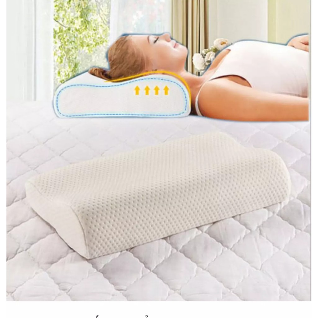 Gối cao su non Memory Foam mềm mại thiết kế uốn lượn giúp bảo vệ vai cổ cho giấc ngủ ngon