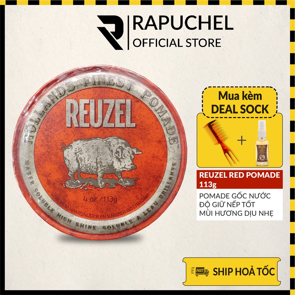 Sáp vuốt tóc nam Reuzel Red Pomade chính hãng gốc dầu giữ nếp cao cấp Rapuchel Store RR01