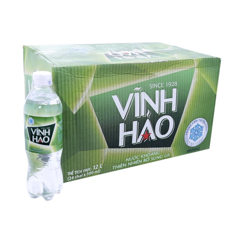 Nước Khoáng Vĩnh Hảo Có Gas Thùng 24chai x 500ml