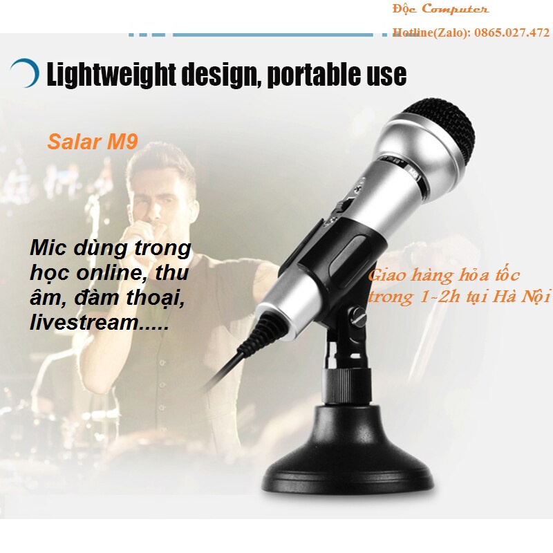 Mic cho máy tính, học online cho học sinh, Livetream, thu âm, mic Salar M9 chân cắm 3.5mm