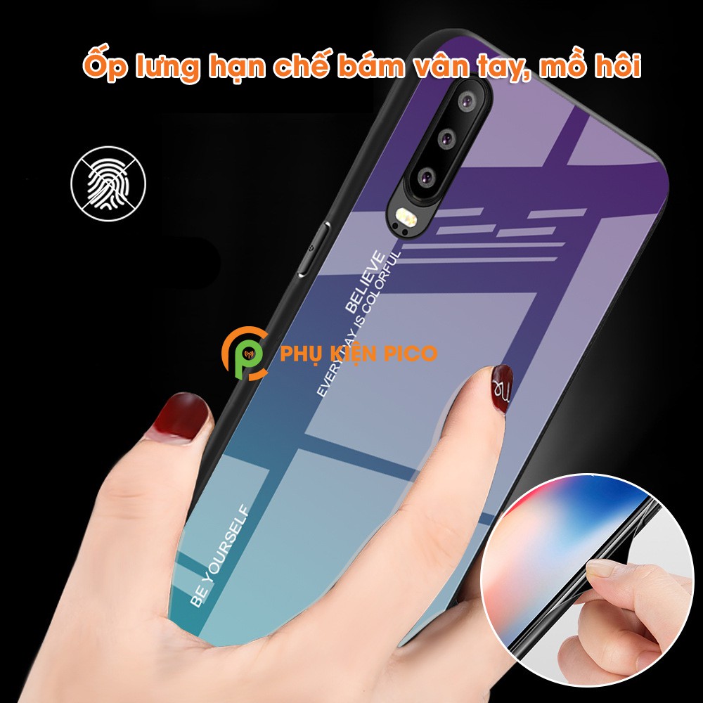 Ốp lưng P30 đổi màu gradient - Ốp lưng Huawei P30 mặt kính màu gradient chống sốc