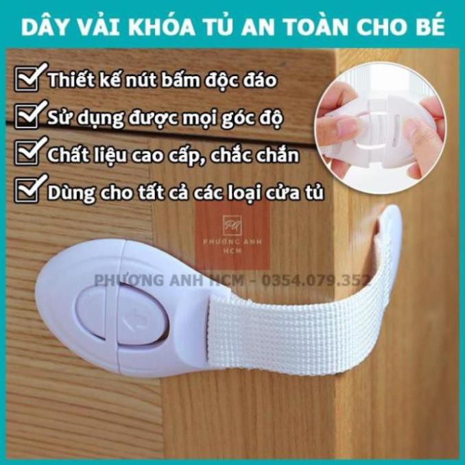 Dây Vải Khoá Tủ, Ngăn Kéo, Tủ Lạnh / Đai Khóa Chặn Cửa Tủ / Chốt Khóa An Toàn Cho Bé (Loại VẢI TRẮNG)