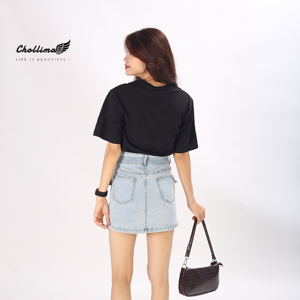 Váy jeans co giãn Chollima túi hộp có quần trong màu xanh trắng VAY003 – váy bò ulzzang | BigBuy360 - bigbuy360.vn