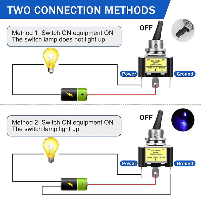 Set 3 Công Tắc Bật / Tắt Đèn LED Xanh Dương 30A 12V DC SPST 2 Vị Trí 3 Pin Cho Xe Hơi / Tàu Thuyền