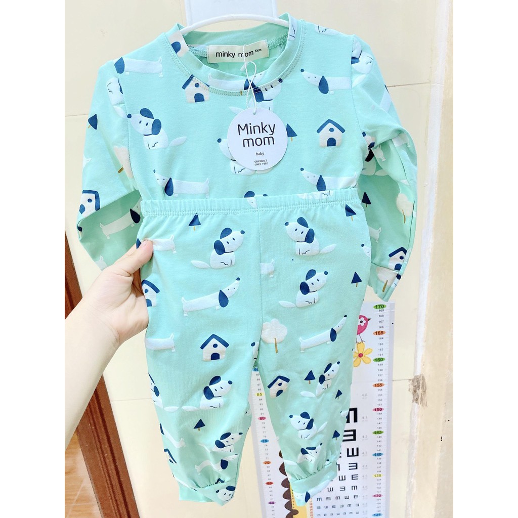 Bộ Cotton 100%  Minky Mom In Họa Tiết con vật - cầu vồng Cho Bé trai và bé gái