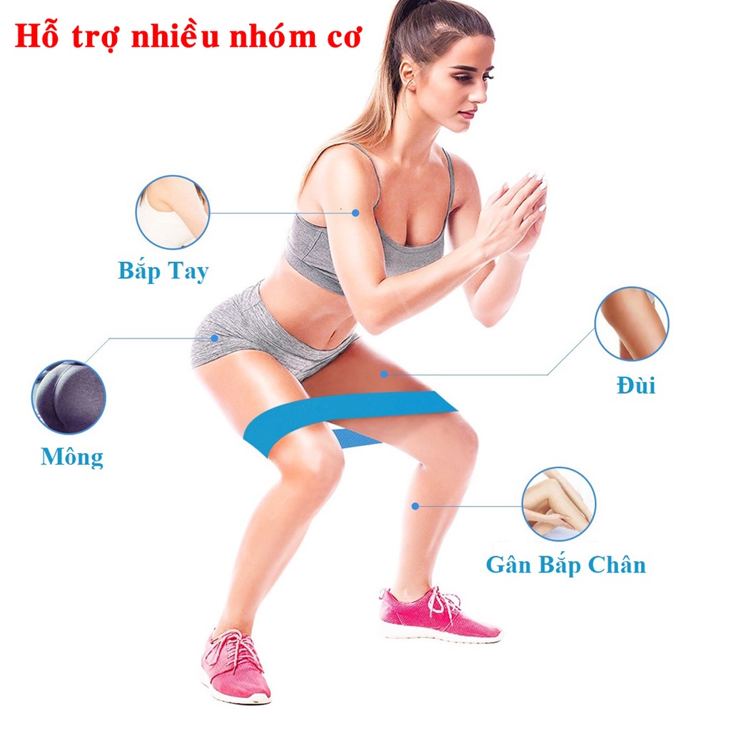 Bộ 5 Dây Đàn Hồi, Dây Kháng Lực Tập Gym Tập Thể Thao Tập Mông Cao Cấp Amalife