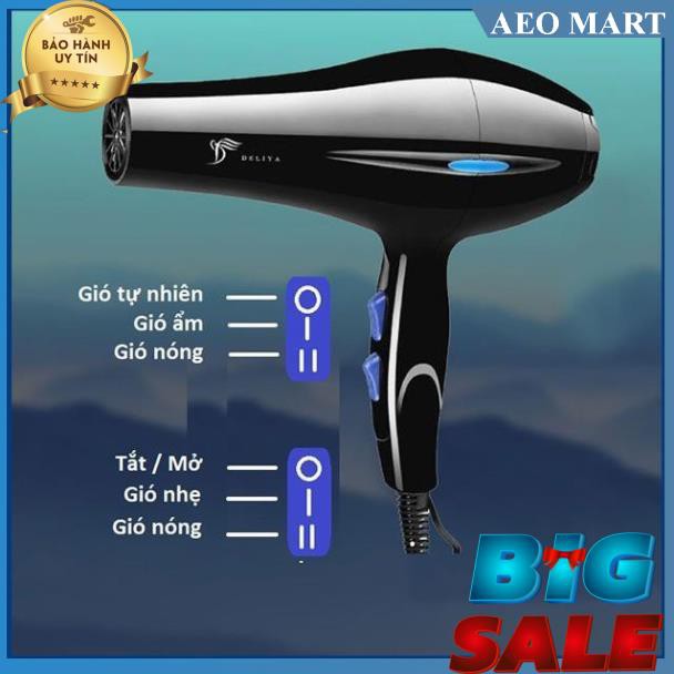 Big sale -  Máy sấy tóc 2 chiều nóng lạnh,Máy sấy tóc DELIYA 8018 ( 2000W) an toàn - chống quá nhiệt