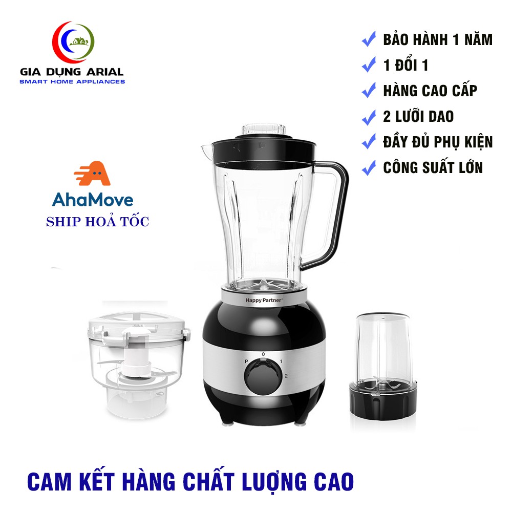 [ CHÍNH HÃNG ] Máy Xay Đa Năng HAPPY PARTNER Công Suất 350W Kèm 2 Cốc Xay Hạt Và Thịt Siêu Tiện Lợi Bảo Hành 12 Tháng