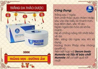 Kem Body dưỡng trắng humnile