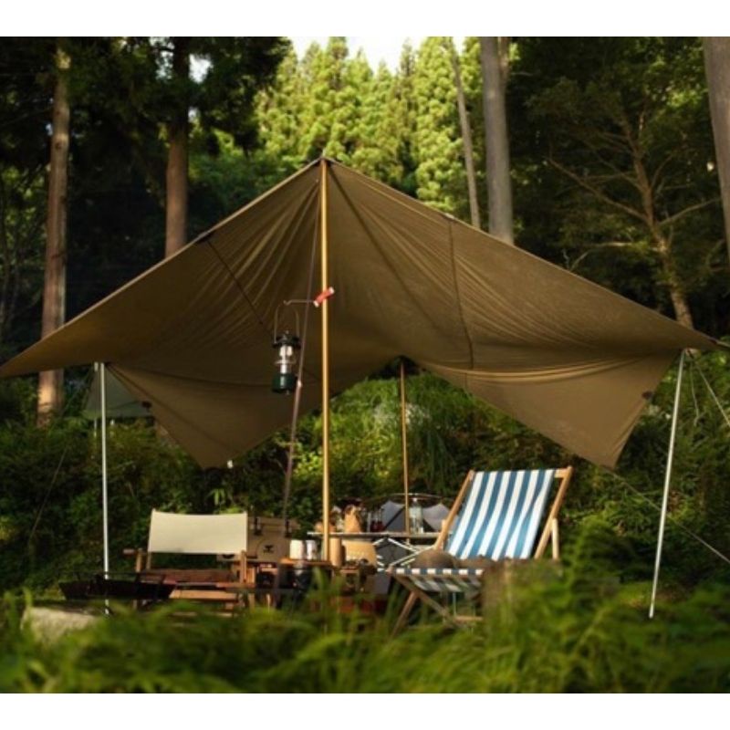 Bạt cắm trại campout mái che lều du lịch dã ngoại chống thấm nóng vải TC nhẹ A139