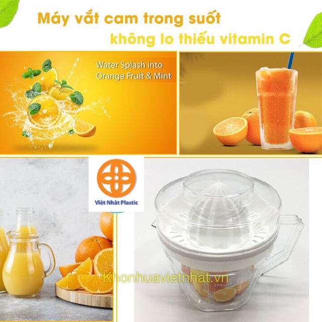 Dụng cụ vắt cam trong suốt Việt Nhật có lưới lọc, nắp đậy kèm ca đong định mức (MS:6905)