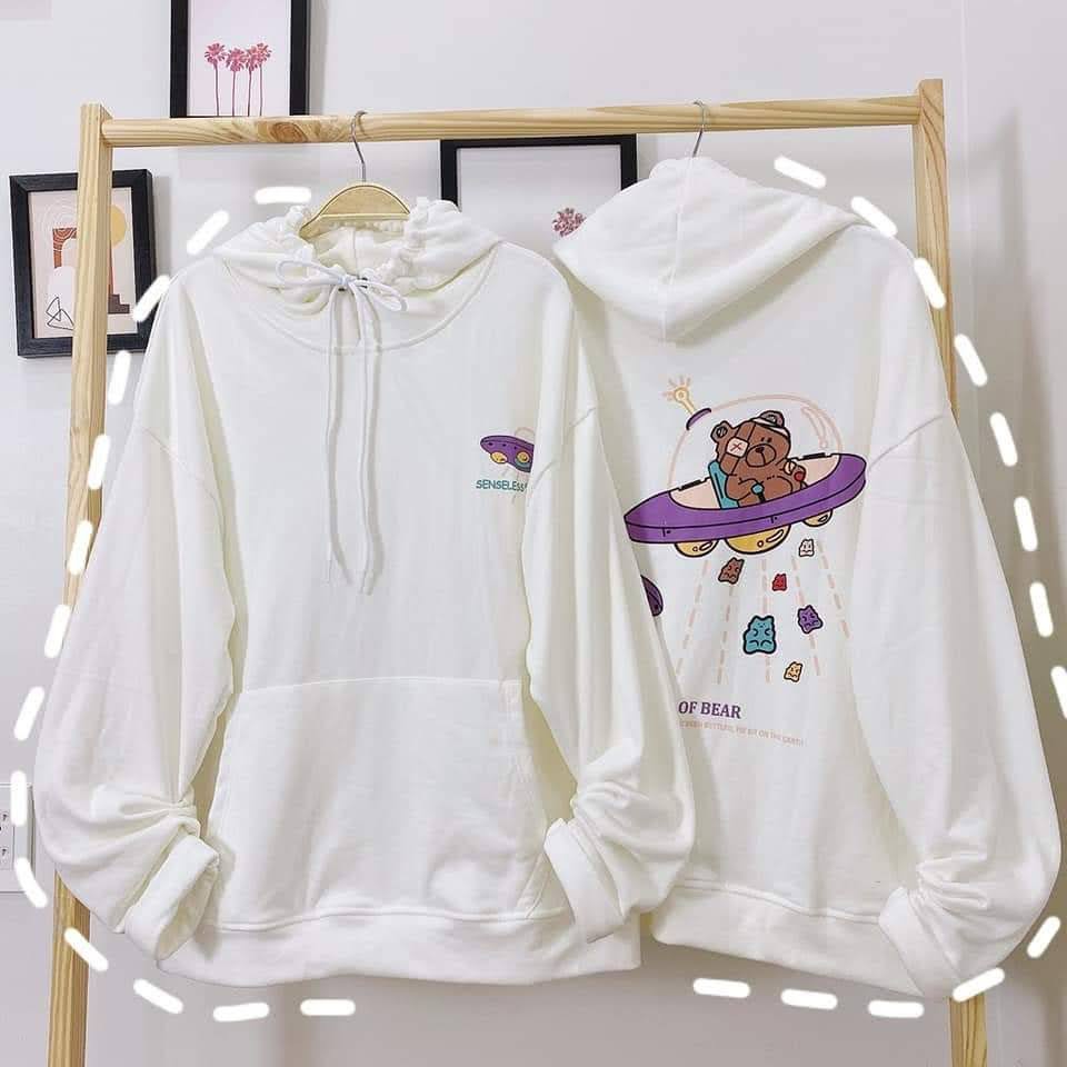 Áo khoác nam nữ nỉ ngoại hoodie phi hành gia gấu