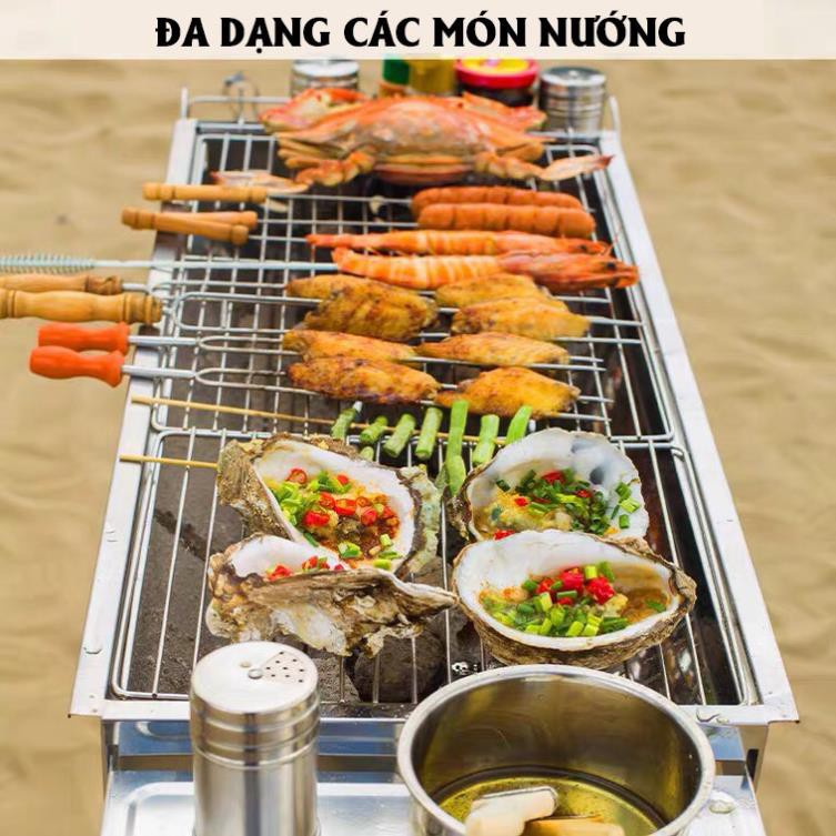 Bếp nướng than hoa BBQ ngoài trời, dã ngoại, chất liệu inox cao cấp, gấp gọn tiện lợi