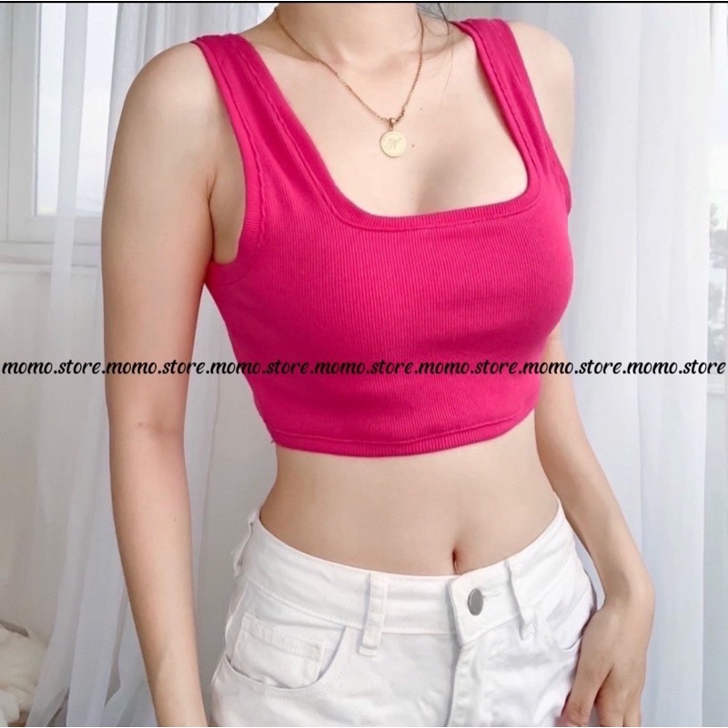 Áo croptop nữ 2 dây cổ chữ U sát nách trẻ trung năng động