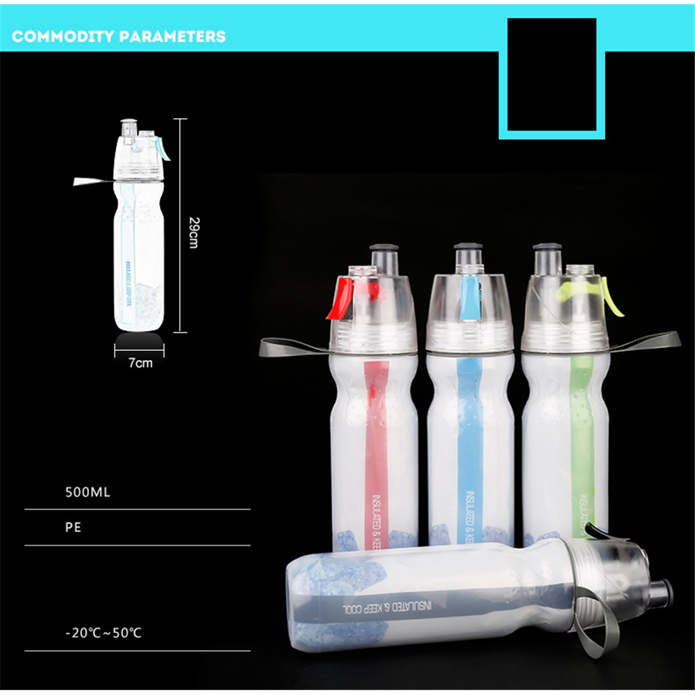 Globetrotter【COD &amp; Hàng sẵn sàng】Bình đựng nước lạnh làm từ PE dạng xịt chống rơi gắn xe đạp tiện lợi cho tập luyện thể thao ngoài trời 500ml