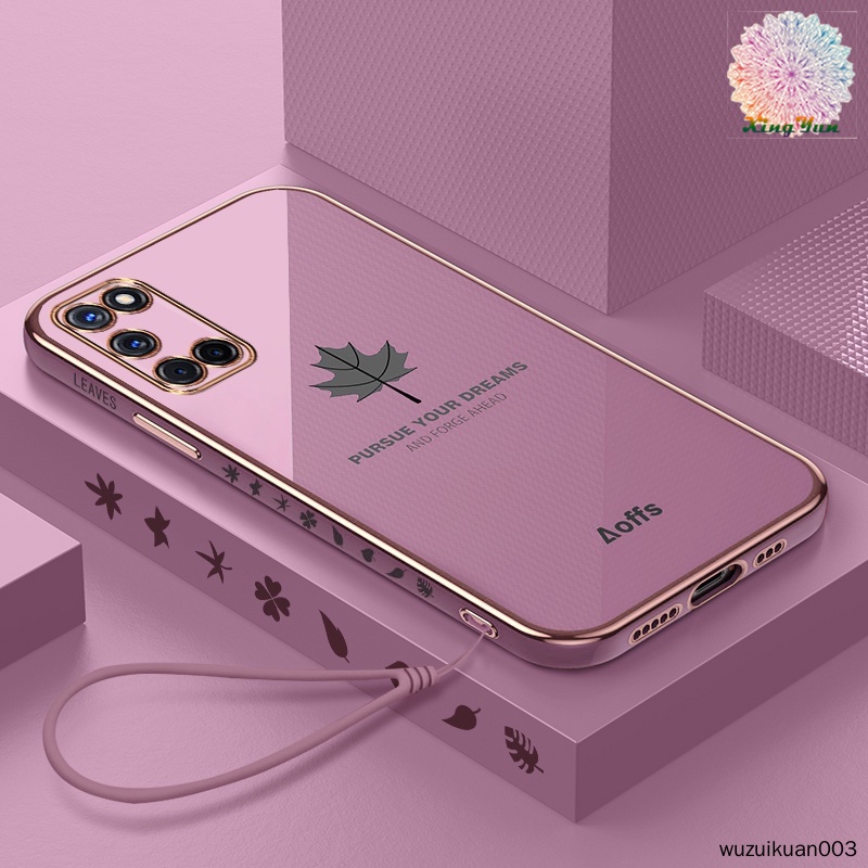 Ốp Điện Thoại Mềm Họa Tiết Lá Phong Có Dây Đeo Cho Oppo A92 A52 A32 A53 2020 A83 A36 A76