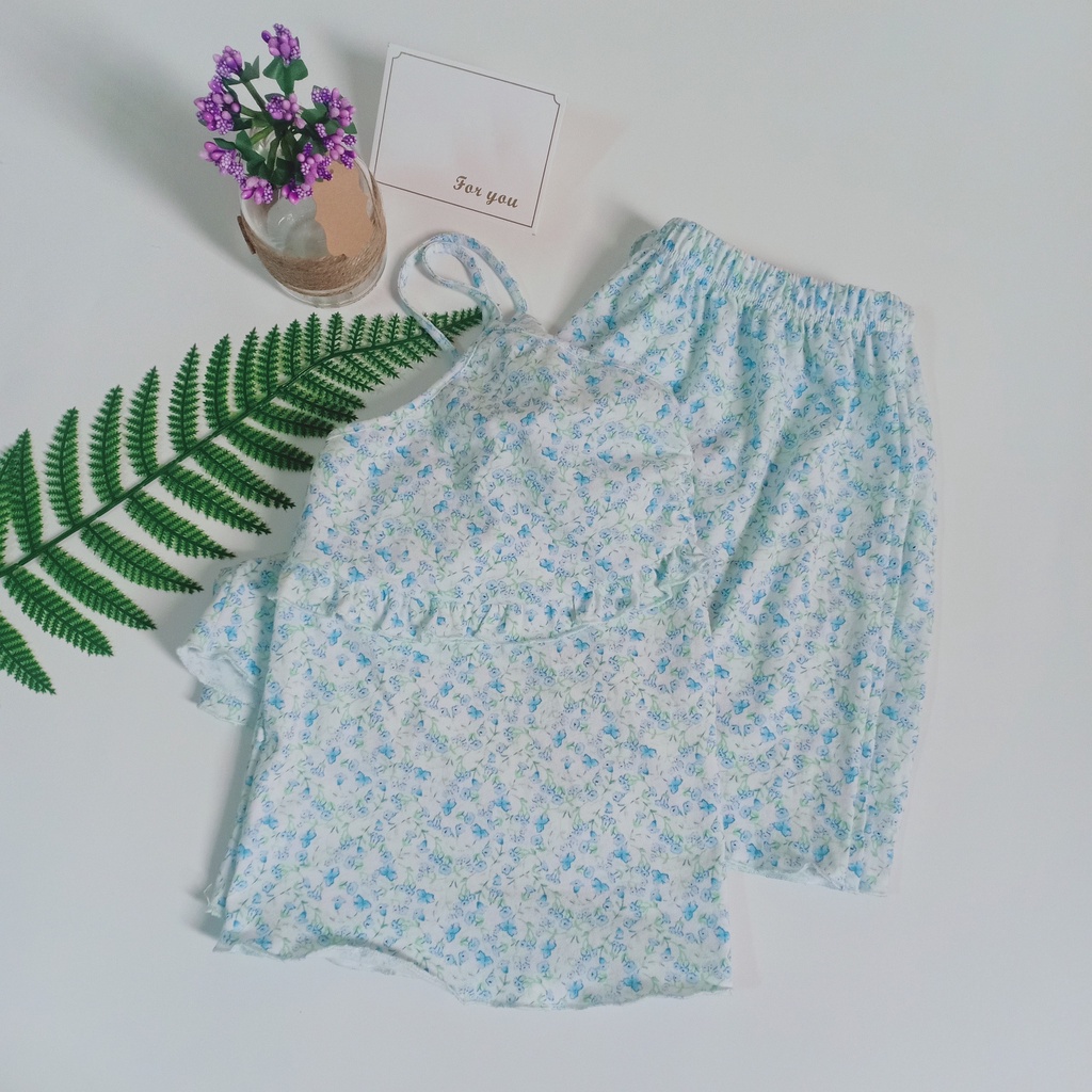 Đồ bộ ngủ nữ RCB10, hai dây cổ tim nhún thun cotton 2 chiều dành cho người dưới 60kg | BigBuy360 - bigbuy360.vn