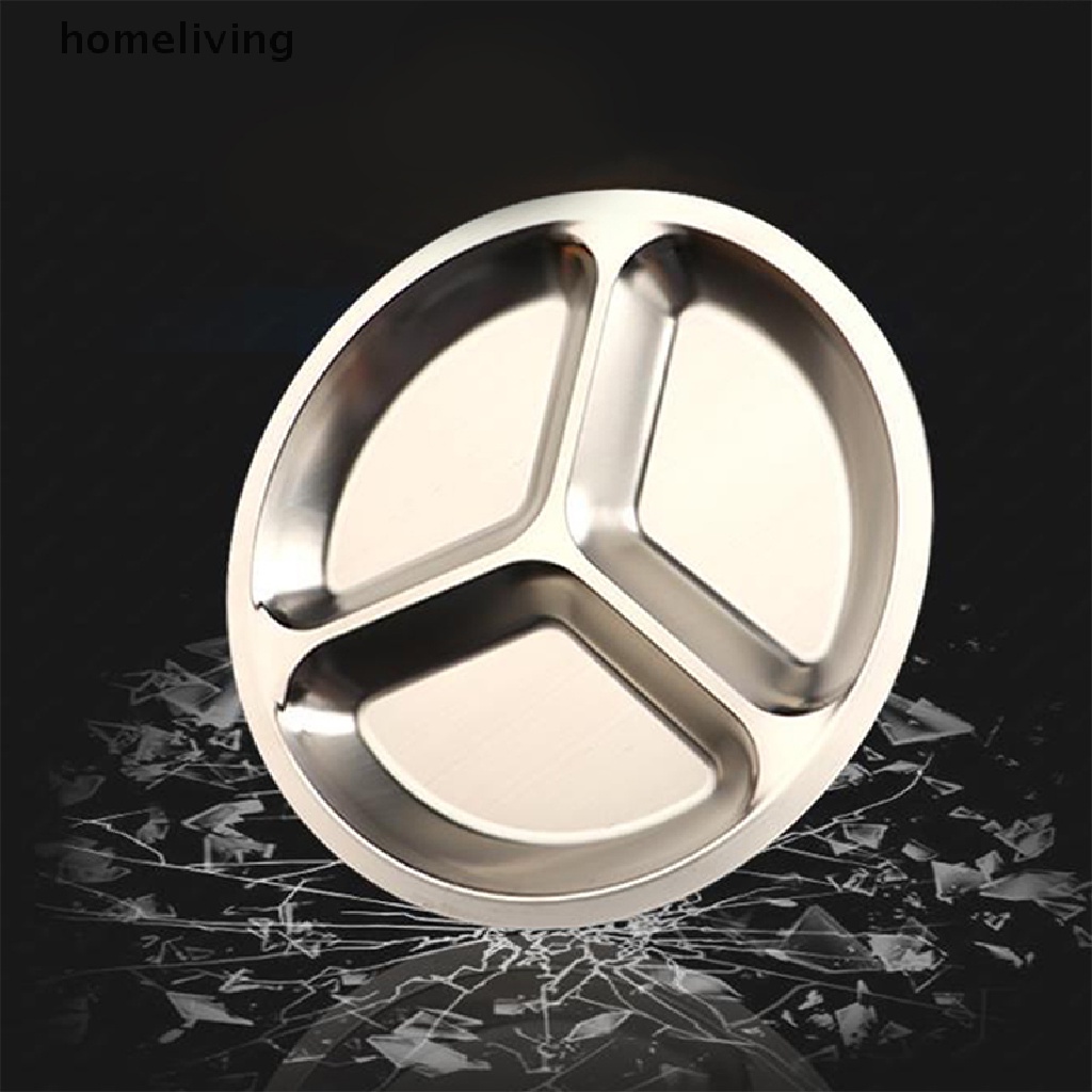 Đĩa Đựng Thức Ăn Chia 3 Ngăn 22 / 24cm Bằng Thép Không Gỉ